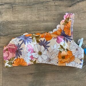#0364 NWT WOMEN’S CUPSHE SWIM Hazy Tenderness Flower one shoulder top to size; L